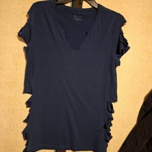 'No Boundaries' fitted Navy blue "ripped-for-you" t-shirt.